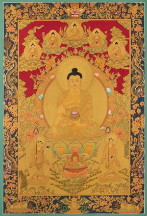 Full 24K Gold Style Shakyamuni Buddha | Wall Hanging Yoga Meditation Art